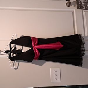 Blondie Nites Black Dress with Pink Bow